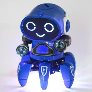 ربات کنترلی شش پا موزیکال و رقصنده آبی Dancing ROBOT on remote control RC music light blue -اسباب بازی